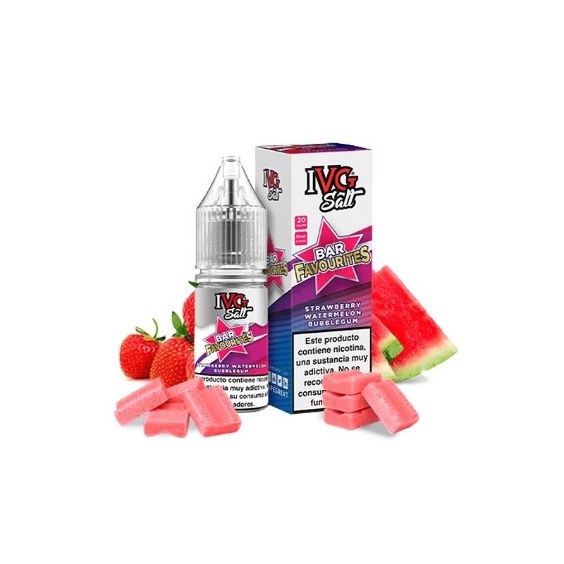 E-liquide IVG Favourite Bar Salts 10ml - Pastèque Fraise Bubble-gum 20mg | EliqVapoteur