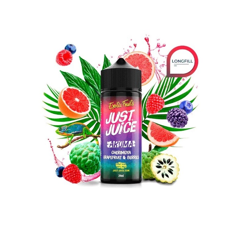 Longfill Just Juice Exotic Fruits 24/120ml - Cherimoya Pamplemousse Baies | EliqVapoteur