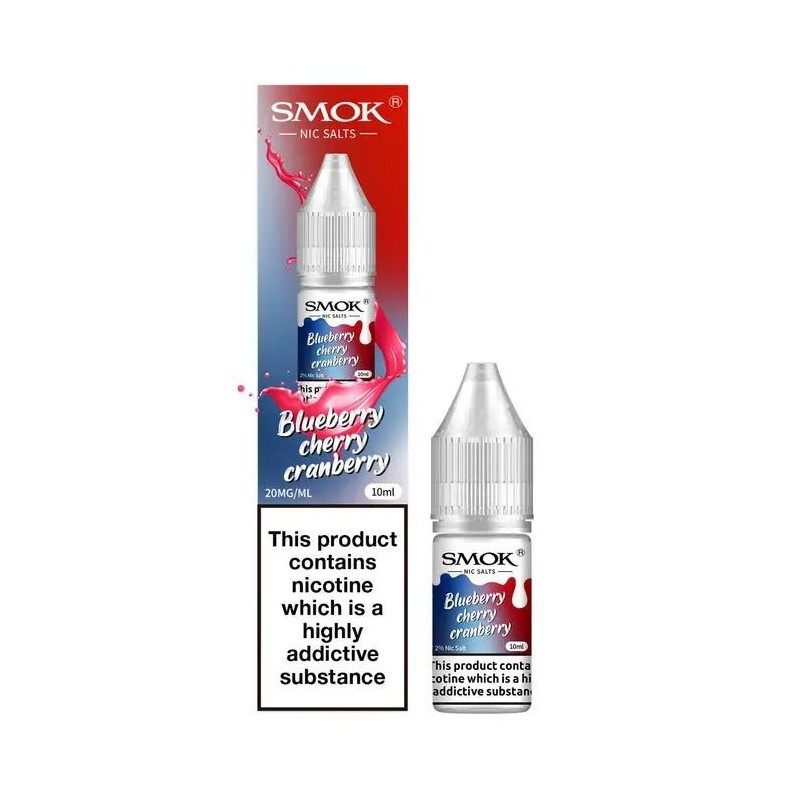 Liquid Smok Nic Salts 10ml - Blueberry Cherry Cranberry 20mg | Eliq Vapoteur
