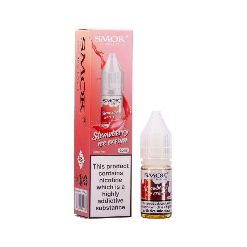 Liquid Smok Nic Salts 10ml - Strawberry Ice Cream 20mg | Eliq Vapoteur