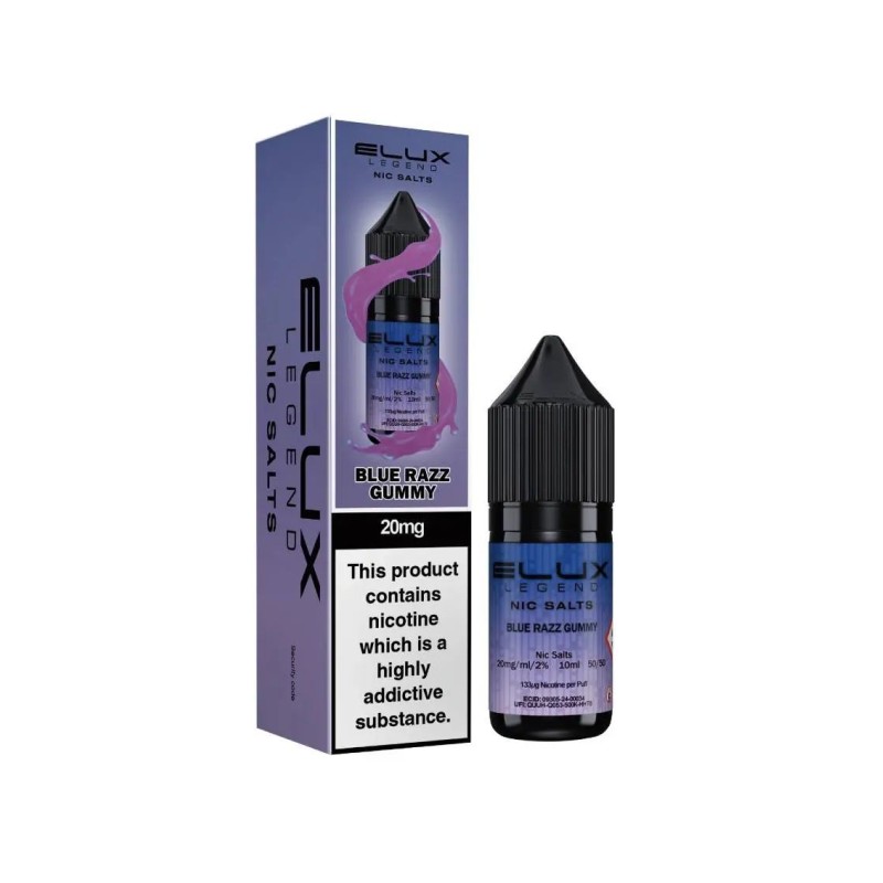 Elux Legend Nic Salts 10ml - Blue Razz Gummy 20mg | EliqVapoteur
