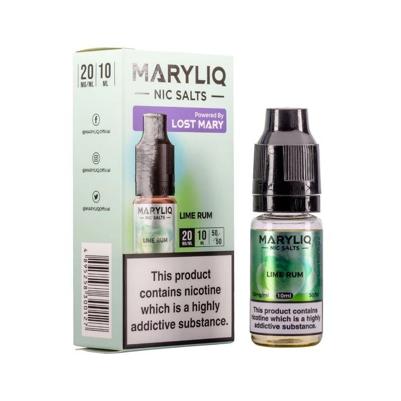 Liquid Maryliq Nic Salts 10ml - Lime Rum 20mg | Eliq Vapoteur
