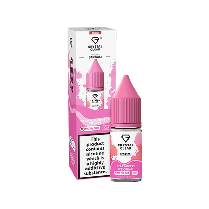 Liquid Crystal Clear Salts 10ml - Strawberry Ice Cream 20mg | Eliq Vapoteur