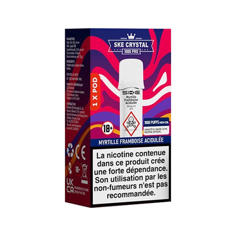 Wkład SKE Crystal 1000 Pro - Myrtille Framboise Acidulée 20mg