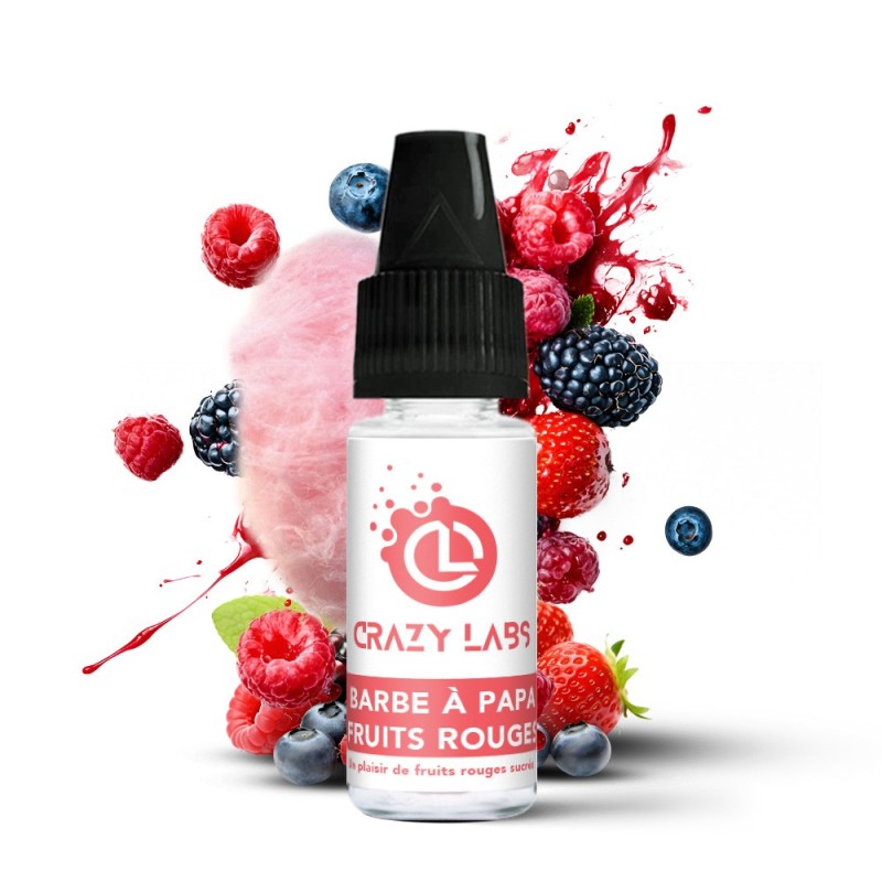 Liquid Crazy Labs 10ml - Barbe a Papa Fruits Rouges 12mg | EliqVapoteur
