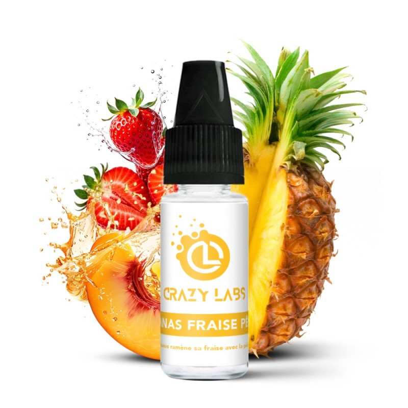 E-liquide Crazy Labs 10ml - Ananas Fraise Pêche 6mg | EliqVapoteur