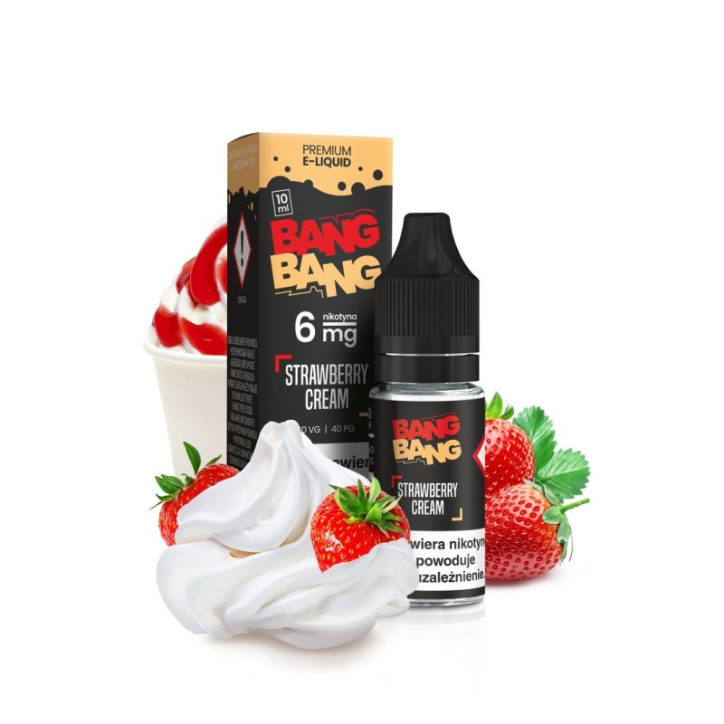 E-liquid BANG BANG 10ml - Strawberry Cream 6mg | EliqVapoteur
