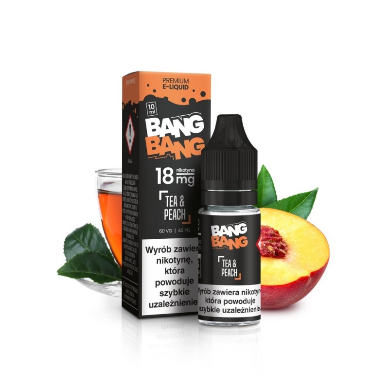 BANG BANG E-liquid 10ml - Tea & Peach 18mg | EliqVapoteur