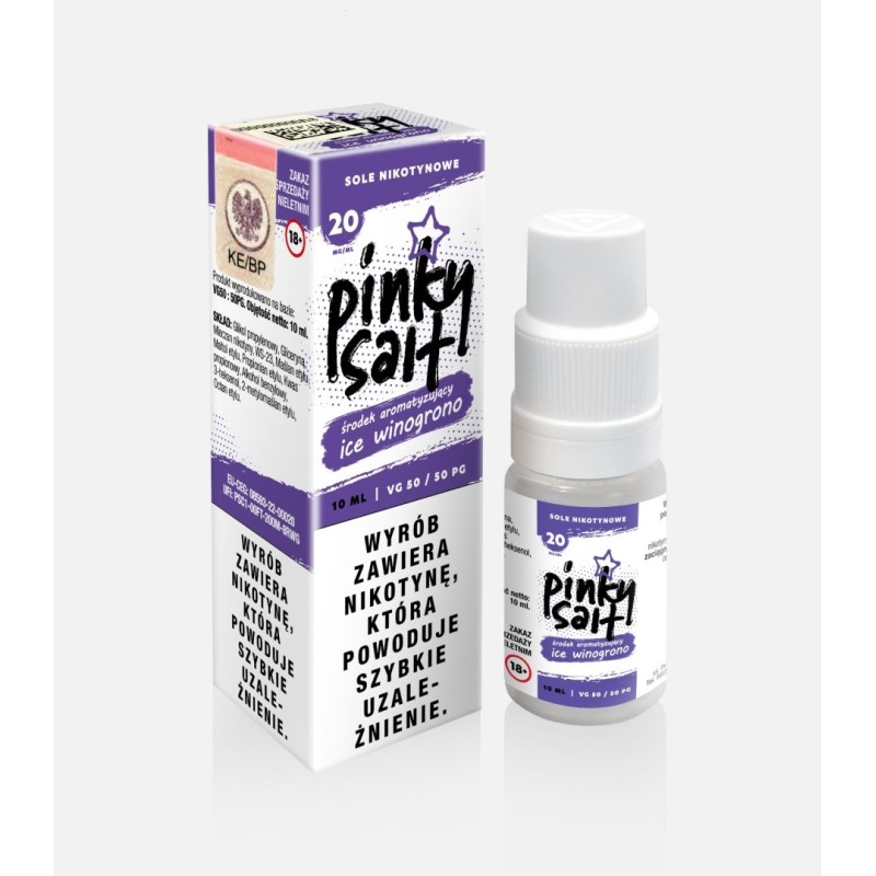 Liquid Pinky Vape Salt - 10ml Ice Winogrono 20mg  | Eliq Vapoteur