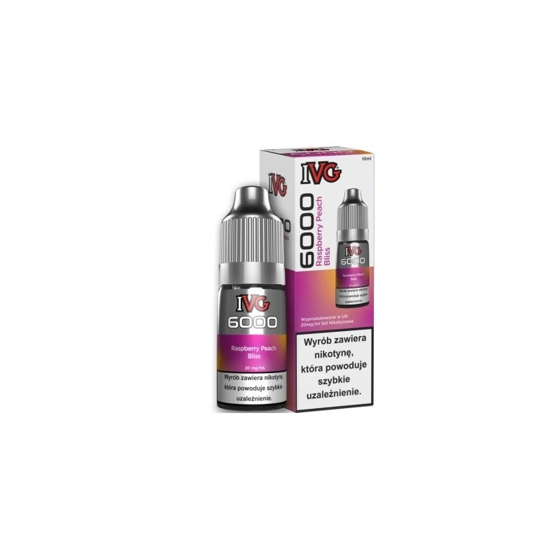 Liquid IVG 6000 Salt - Raspberry Peach Bliss 20 mg 10 ml  | Eliq Vapoteur