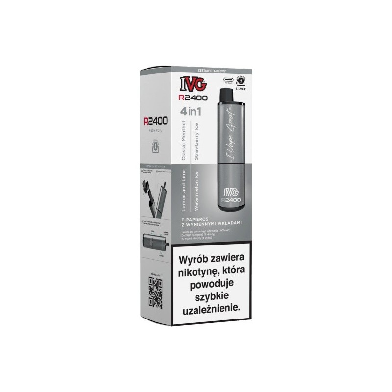 IVG 2400 Starter Kit Srebny x 4 smaki | Eliq Vapoteur