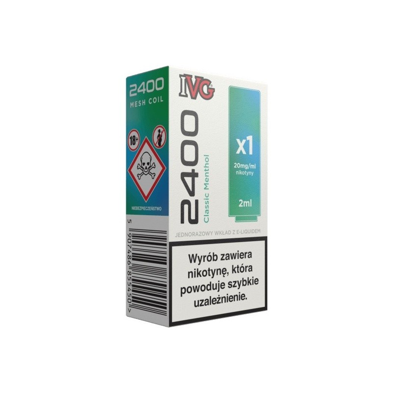 IVG 2400 Pod Classic Menthol 20mg 2ml | Eliq Vapoteur