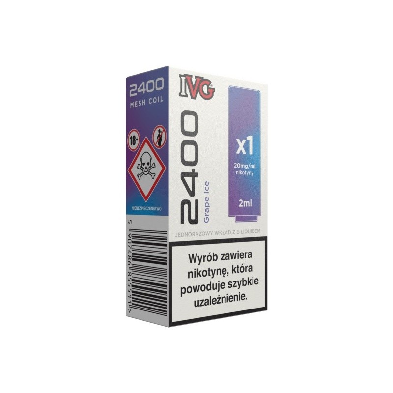 IVG 2400 Pod Grape Ice 20mg 2ml | Eliq Vapoteur