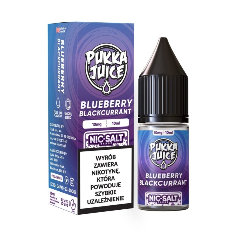 Liquid Pukka Juice 10ml - Blueberry Blackcurrant 20mg salt  | Eliq Vapoteur