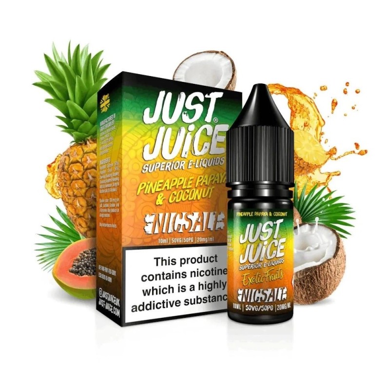 Liquid Just Juice Salt 10ml - Pineapple Papaya Coconut 20mg | Eliq Vapoteur