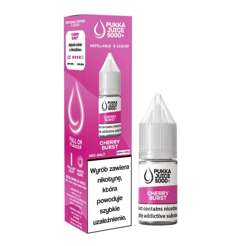 Liquid Pukka Juice 5000 Salt - Cherry Burst 20mg | Eliq Vapoteur