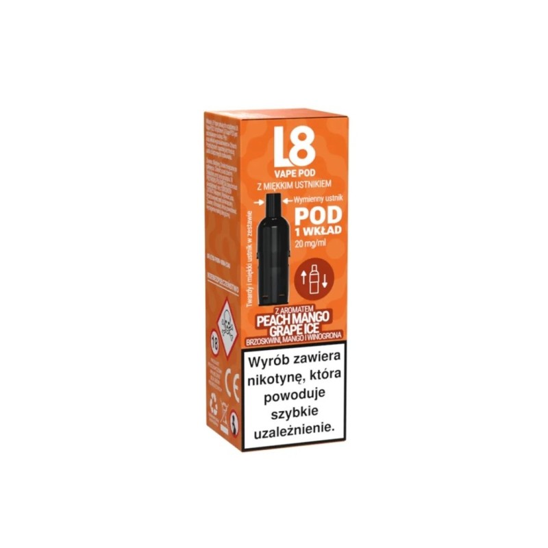 L8 Vape 800puff 20mg - Peach Mango Grape Ice | Eliq Vapoteur