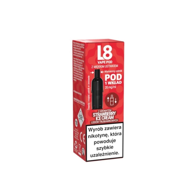 Wkład L8 Vape 800puff 20mg - Crème Glacée à la Fraise | Eliq Vapoteur