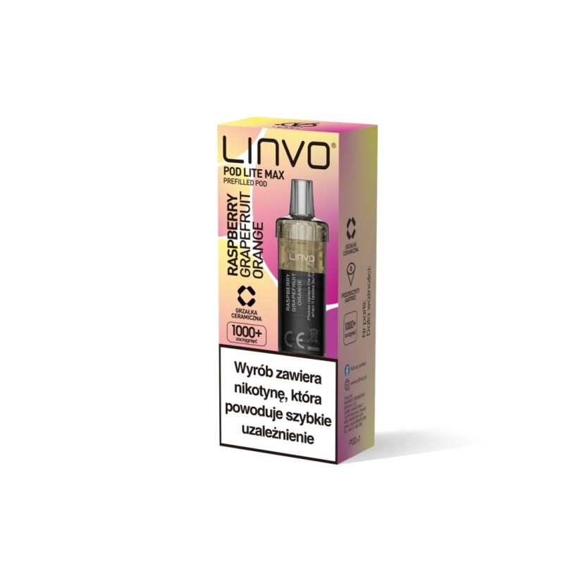 Linvo Pod Lite MAX Replacement Pod - Raspberry Grapefruit Orange 20mg | EliqVapoteur