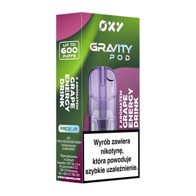 Wkład OXY Gravity 2ml - Grape Energy Drink 20mg | Eliq Vapoteur